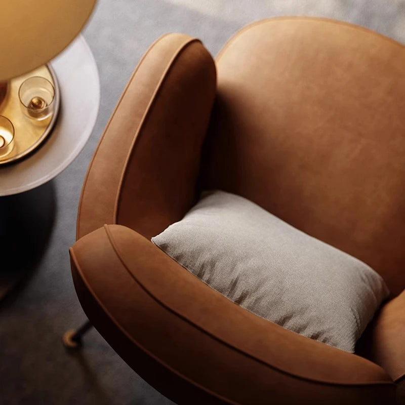 Eleganter Leder-Loungechair in Braun – Moderner Designer-Armlehnstuhl aus Echtleder für Wohnzimmer, Hotel & Salon