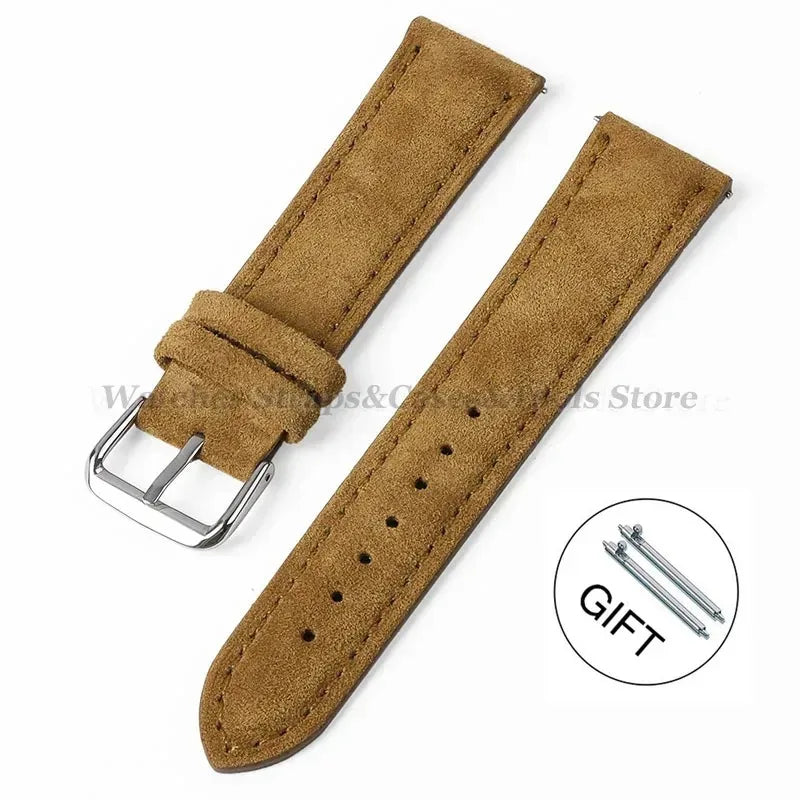 Vintage Uhrenarmband aus echtem Wildleder – Handgenähtes Suede Leder Watchband 18–24 mm für Seiko, Huawei & klassische Armbanduhren