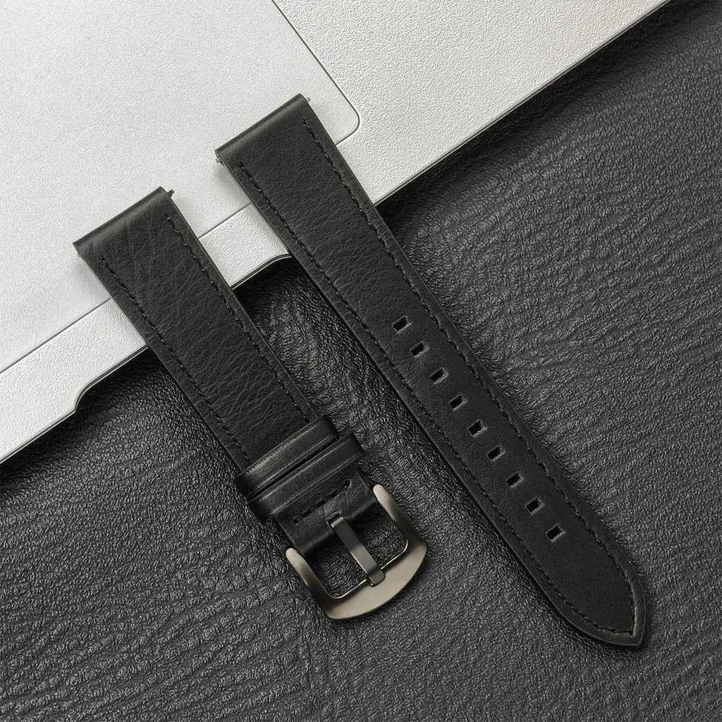 Brazalete de cuero vintage de 20 mm y 22 mm para Samsung Galaxy Watch 4–7 y Xiaomi Redmi Watch – Brazalete clásico para reloj inteligente con diseño dorado 