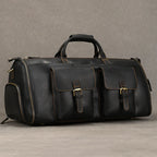QINGWU Große Leder Reisetasche für Herren – Luxus Duffle & Suit Bag aus echtem Rindsleder mit hartem Korpus