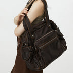 Sac fourre-tout rétro en cuir PU – Sac à main de style moto avec multi-tâches et gros sacs, sac à bandoulière Y2K Punk pour femme