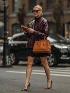 Damen PU Lederjacke Slim Fit – Vintage 2-in-1 Jacke mit Stehkragen, Reißverschluss & Puffärmeln für Herbst und Winter