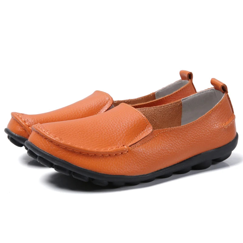 HAJINK Damen Flats 2024 – Weiche Slip-On Loafers aus echtem Leder, elegante Moccasins für Alltag & Freizeit, Plus Size