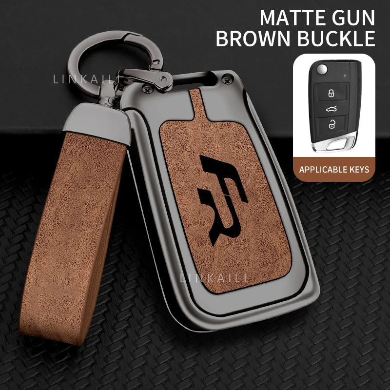 Premium Autoschlüssel Hülle aus Zinklegierung & Leder für SEAT – High-End Key Case Cover für Ateca, Leon FR 2 & Ibiza