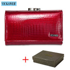 VICKAWEB Damen Geldbörse aus echtem Leder – Kleine Fashion Wallet mit Alligator-Prägung, Reißverschluss &amp; Druckknopf