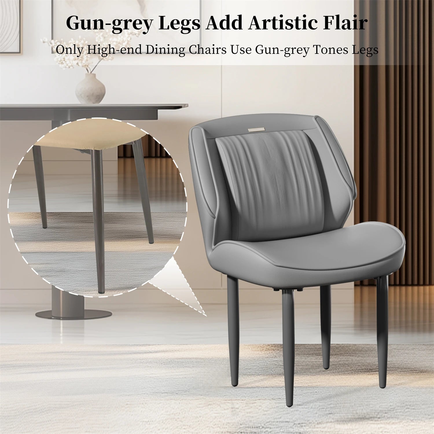 2er Set Hochwertige Esszimmerstühle aus Kunstleder – Moderne, Armlehnenlose Designer-Stühle für Küche, Wohnzimmer & Restaurant