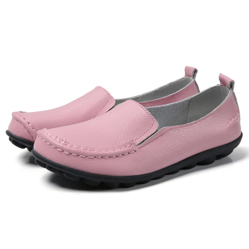 HAJINK Damen Flats 2024 – Weiche Slip-On Loafers aus echtem Leder, elegante Moccasins für Alltag & Freizeit, Plus Size
