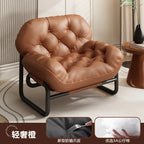 Moderner Leder-Relaxsessel mit Armlehnen & Fußhocker – Minimalistischer Single Sofa Chair in Weiß für Wohnzimmer, Balkon & Meditation