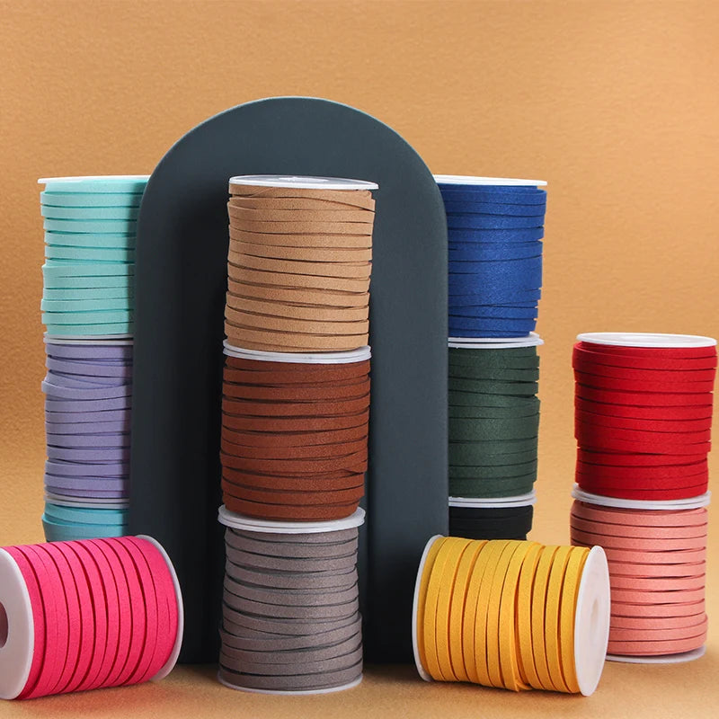 Flaches geflochtenes Kunstveloursband 5 mm – 5 Yards Faux Suede Kordel für Schmuck, Armbänder & DIY Handarbeit