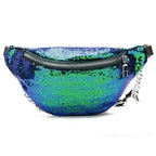MOONBIFFY Damen Glitzer Fanny Pack – Glänzende Bauchtasche & Schultertasche aus PU-Leder, Trendige Reisetasche