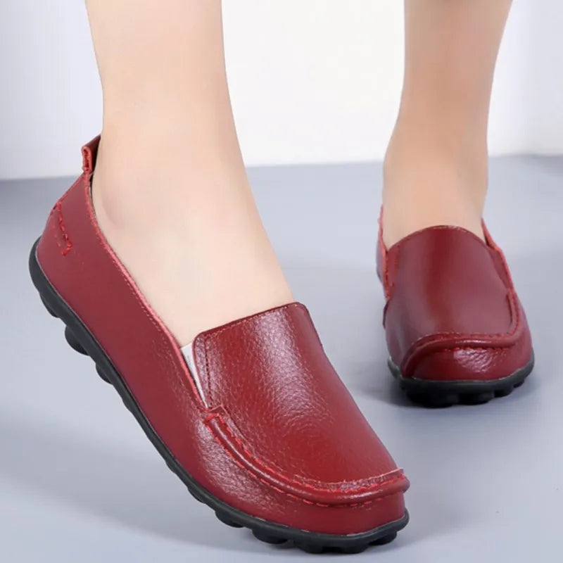 HAJINK Damen Flats 2024 – Weiche Slip-On Loafers aus echtem Leder, elegante Moccasins für Alltag & Freizeit, Plus Size