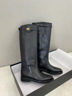 Dames Knight Boots aus véritable Rindsleder – Minimalistische Mid-Calf Lederstiefel mit weichem Schaft &amp; komfortablem Absatz