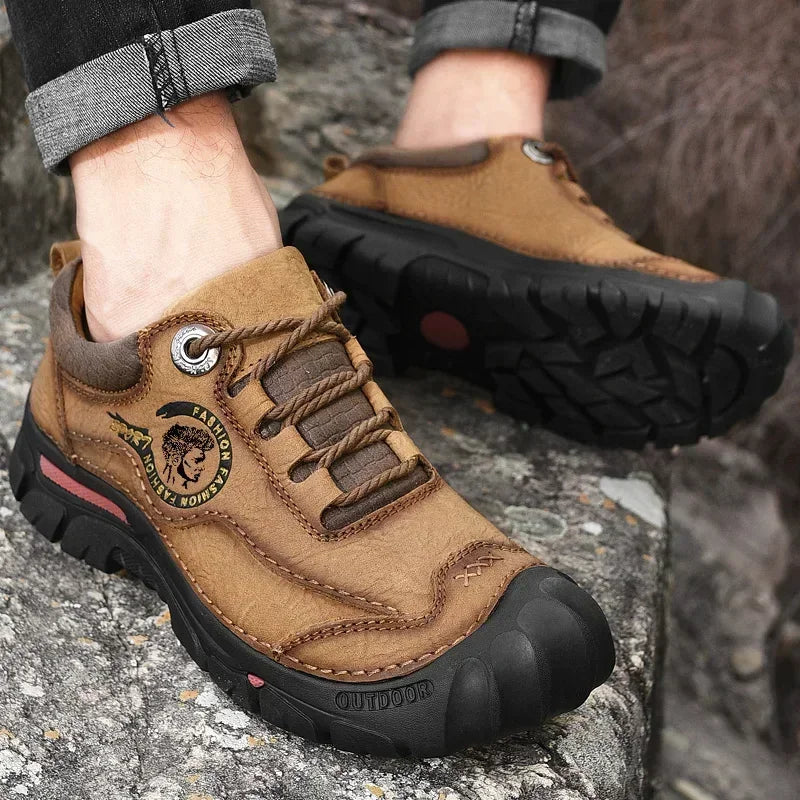 HNZPXW Herren Leder Sneaker – Atmungsaktive Sportschuhe für Alltag, Outdoor, Wandern & Reisen