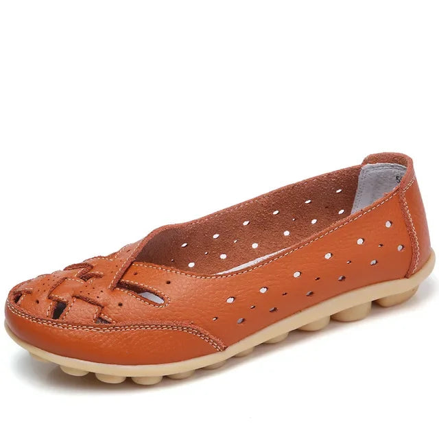 BEYARNE Damen Loafer in Lederoptik – Luftige Sommer Flats mit Rundspitze, Bequeme Plus Size Slipper für Alltag & Freizeit (Größe 35–44)