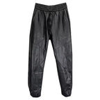 Herren PU Leder Jogginghose mit Kordelzug – Wasserabweisende Kunstleder Harem Pants, warme Casual Winterhose in Lederoptik