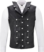 Herren Vintage Lederweste im Punk Style – Ärmellose Single-Breasted Weste mit V-Ausschnitt, Mittelalter- & Streetwear-Look