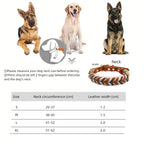 Braunes Hunde-Halsband aus Rindsleder – Geflochtenes Premium-Halsband mit himmelblauem Muster für kleine, mittlere &amp; große Hunde