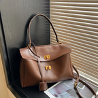 Moods Boutique Luxus PU-Leder Schultertasche – Grand sac fourre-tout pour femme, couleur unie, sac à main de créateur 2025 