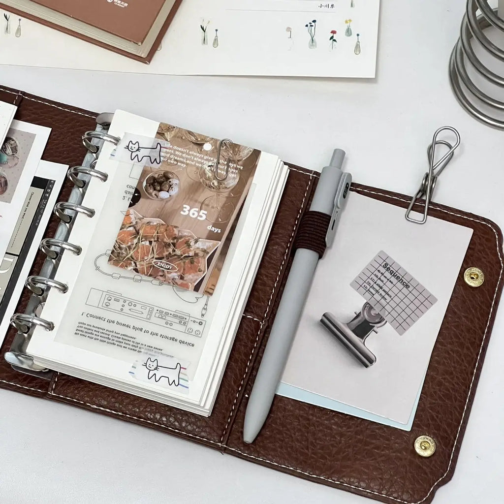 Notizbuch im Retro-Stil im A7-Format mit 2 herausnehmbaren Bindern aus weichem Kunstleder, dreifach gefaltetem Notizblock mit losen Blättern und tragbarem Tagebuch