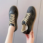 Luxus Damen Sneaker aus echtem Leder – Flache Casual Ledersneaker für Frühling & Herbst, Bequeme Freizeit- & Trainingsschuhe 2024