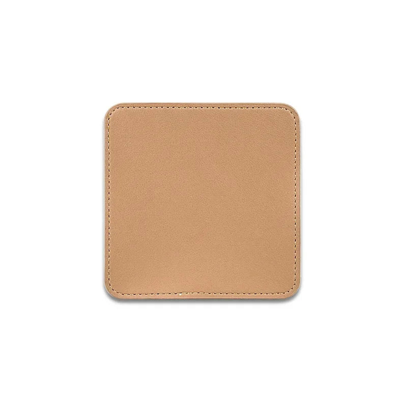 5er-Set personalisierte Getränkeuntersetzer aus PU-Leder – Runde, hitzebeständige Unterlagen Ø 11 cm mit Wunschdesign