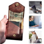 APWIKOGER Multifunktionale Leder-Geldbörse - Cartera delgada con funda rígida, clip de identificación y funda protectora para todas las etiquetas y etiquetas