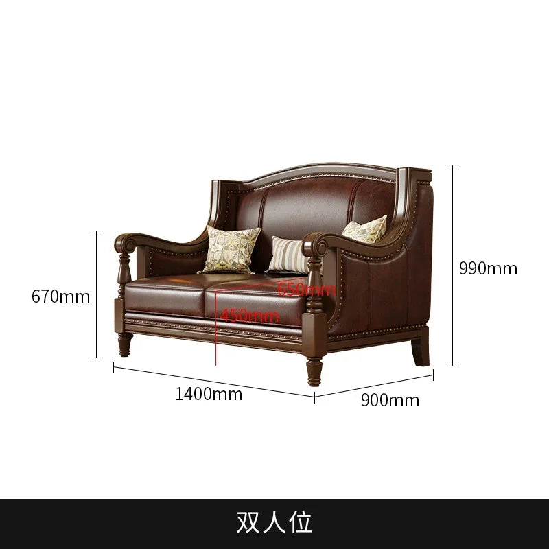 Luxuriöses Designer-Ledersofa im Chesterfield-Stil – Relax Couch aus Rindsleder mit High-Rebound-Polsterung, modernes Lounge-Sofa für Wohnzimmer & Wintergarten