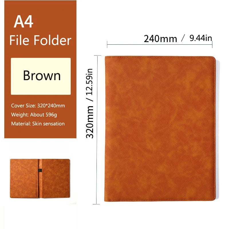 Braune Leder A4 Business Padfolio Mappe – Executive Dokumentenmappe mit Magnet-Clip &amp; Kartenfächern 