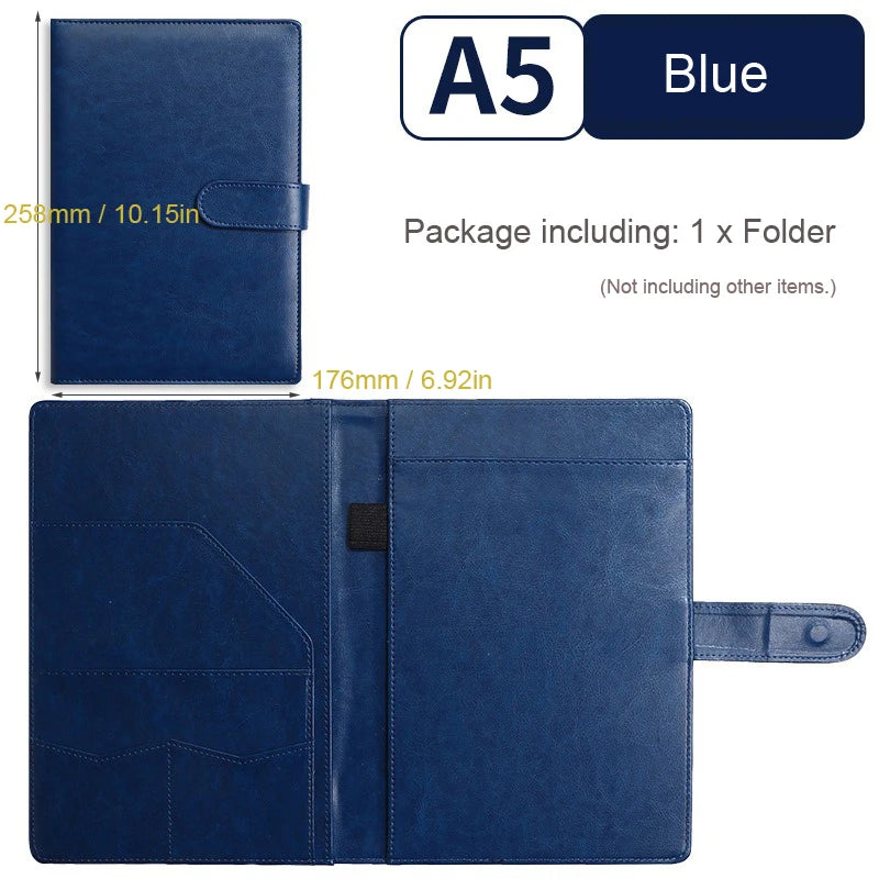 A5 / B5 Carpeta de cuero con Klemmbrett – Carpeta de negocios negra con cuero PU | Mapas de documentos y portapapeles para oficinas y reuniones 