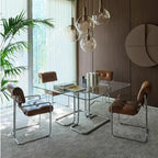 Französischer Retro Bürostuhl aus Echtleder – Eleganter Konferenz- &amp; Schreibtischstuhl im Light-Luxury Design mit Armlehnen 