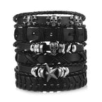 Viking Lederarmband mit Totenkopf – Verstellbares Herren- & Unisex Armband im Neo-Gothic Stil, Geflochtenes Lederarmband