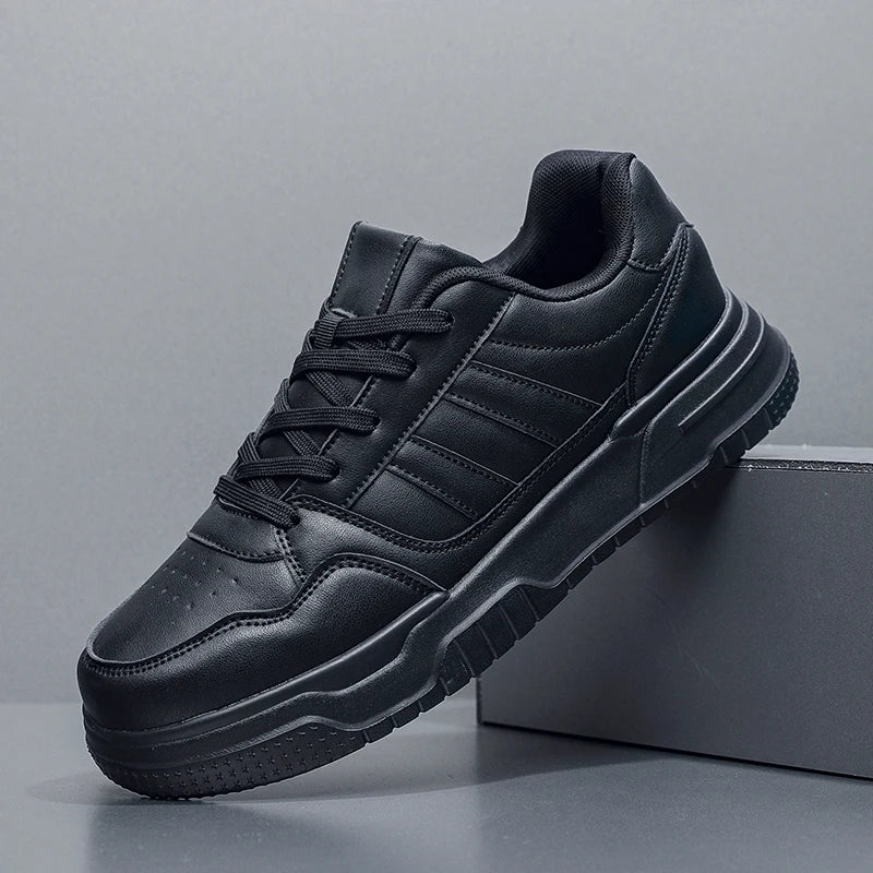 Sanzoog Herren Ledersneaker – Trendige Casual Skateboard-Schuhe mit dicken Sohlen, Plateau & Extra-Groß bis Größe 52