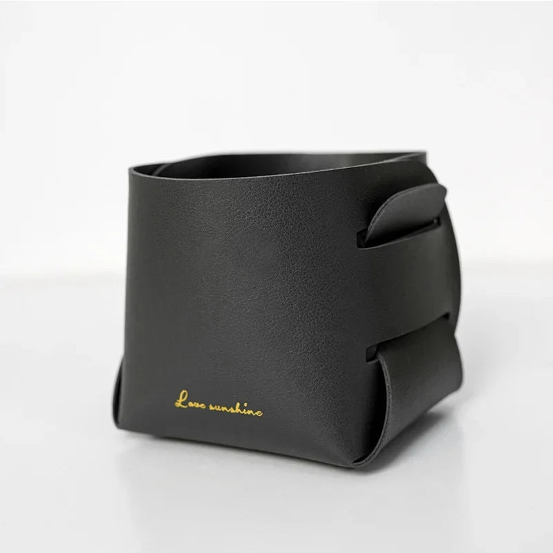 Nordic Faltbare PU-Leder Aufbewahrungsbox – Kompakter Entryway & Desktop Organizer für Schlüssel, Kosmetik & Kleinteile