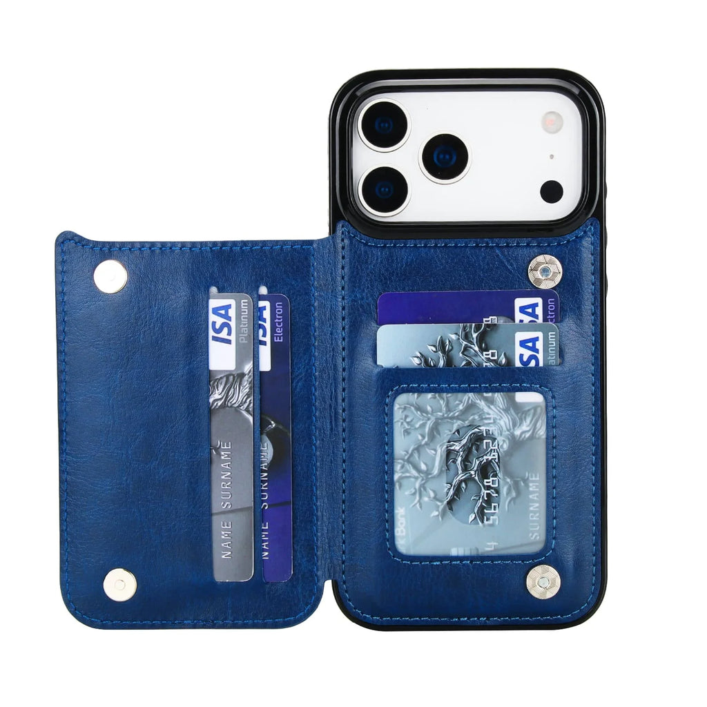 iPhone 17 / 17 Air / 17 Pro / 17 Pro Max Wallet Lederhülle – Flip Case mit Kartenfächern, Standfunktion & Doppel-Magnetverschluss