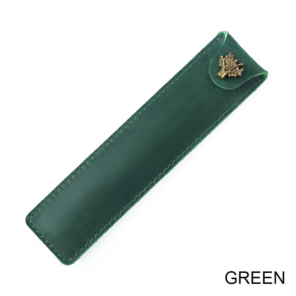 Étui à crayons en cuir véritable au dos – Étui à stylos Schlankes pour un étui à crayons | Étui à stylos en cuir élégant pour voyages, carnets de notes et journaux 