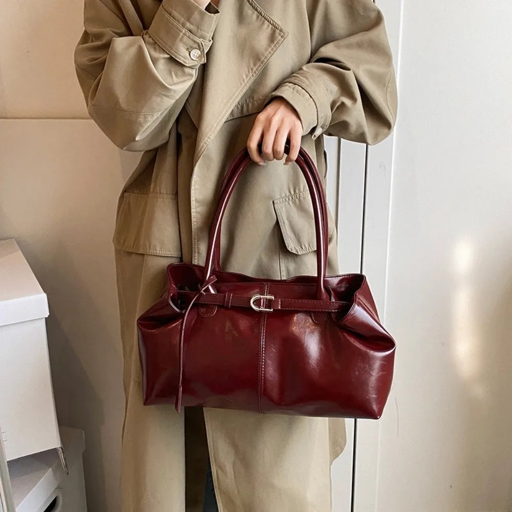 ISKYBOB PU-Leder Handtasche – Große Kapazität Multifunktionale Schultertasche & Underarm Tote Bag für Damen