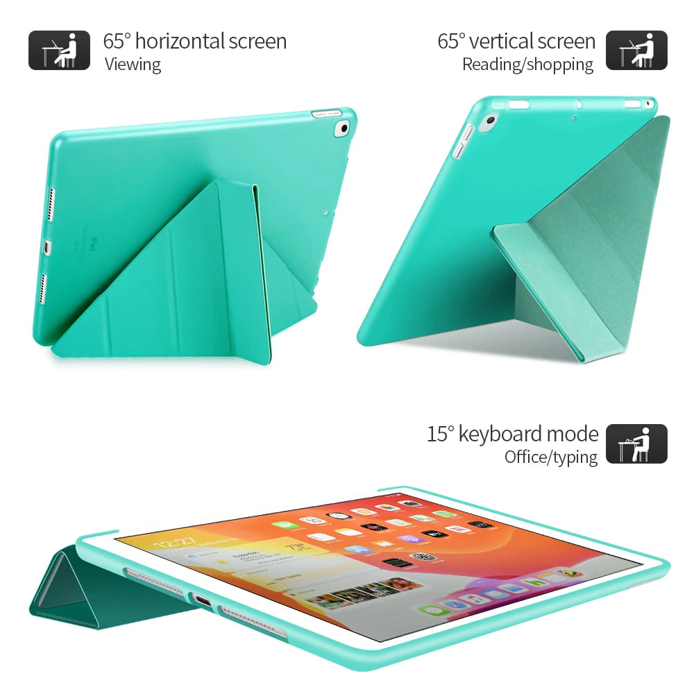 Premium Leder iPad Hülle mit Silikon-Backcover – Slim Smart Case mit Auto Wake/Sleep & Standfunktion für iPad 9.7–10.9 Zoll