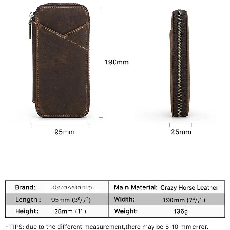 Vintage Crazy Horse Cuir Stifteetui – Handgefertigtes Echtleder Pen Case pour 4 Füllfederhalter | Sac à dos multifonction en cuir avec sac à dos 