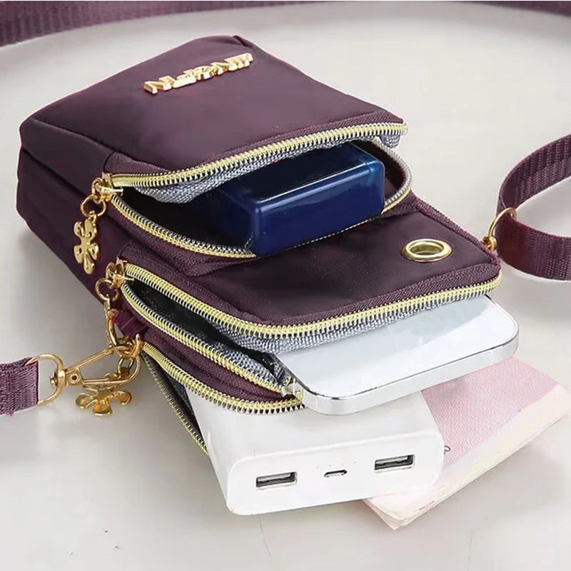 Damen Mini Crossbody Tasche – Vertikale Handy Umhängetasche mit Reißverschluss & Handschlaufe, Praktische Alltagstasche