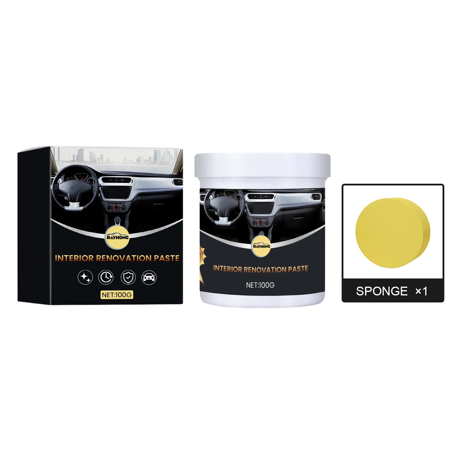 Auto Innenraum Renovierungspaste 100 g – Pflegewachs für Leder, Kunststoff & Gummi | Glanz, Schutz & Auffrischung