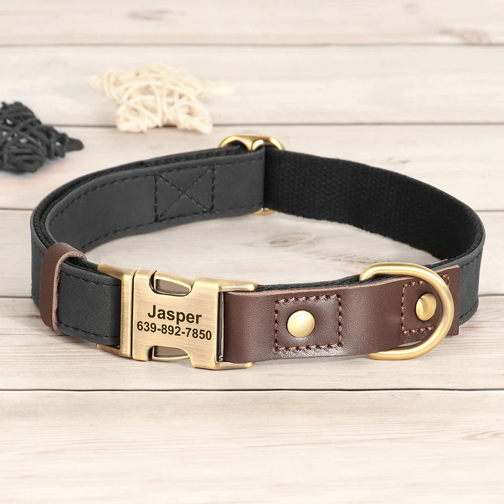 Personalisierbares Hundehalsband mit Leine aus PU-Leder – Robust, Verstellbar & Individuell Gestaltbar für Kleine und Große Hunde