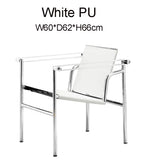 Bauhaus Lounge Armchair im Corbusier-Stil – PU-/Leder-Sessel mit Edelstahlrahmen für modernes Wohnzimmer