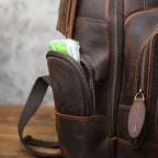 NZPJ Retro Herren Leder Rucksack aus echtem Rindsleder – Großer Vintage Laptop- &amp; Reiserucksack aus Crazy Horse Leder