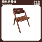 MOMO Retro Esszimmerstuhl aus Massivholz & Sattelleder – Klappbarer Designerstuhl im Wabi-Sabi Stil aus Eiche