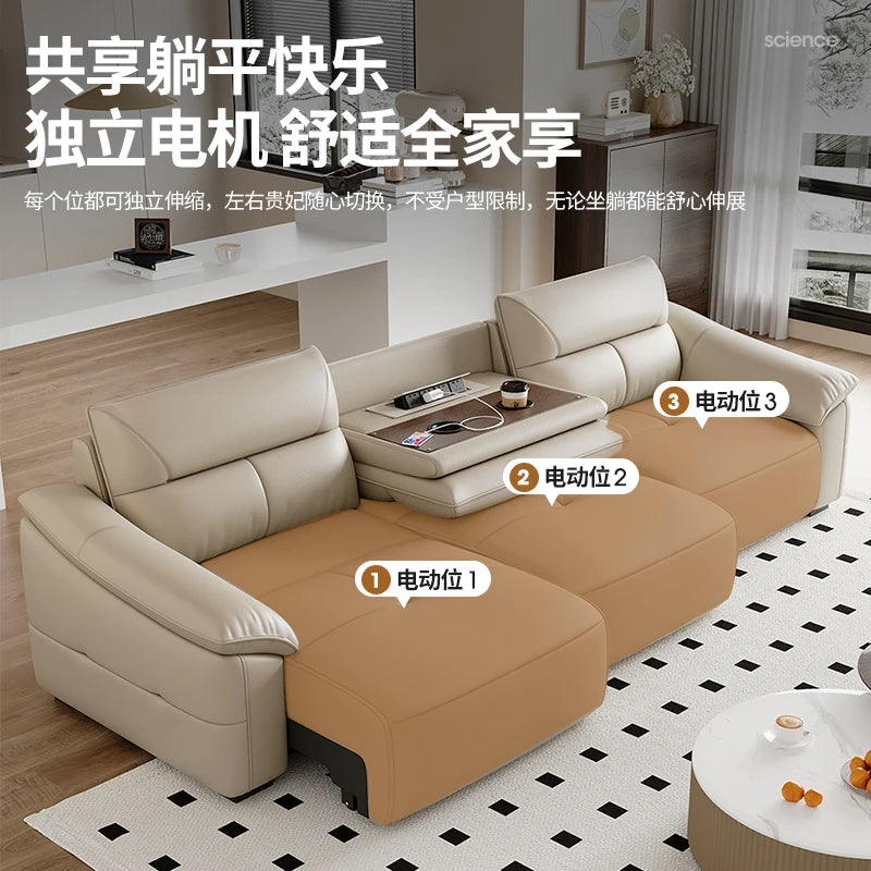 Leder Schlafsofa 2025 – Intelligentes elektrisches Sofa Bett für kleine Wohnungen, multifunktionales Faltsofa im Light-Luxury Design