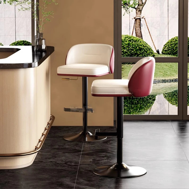 Moderner Barstuhl aus Leder & Metall – Minimalistischer Design-Barhocker in Weiß-Creme für Küche, Bar & Restaurant