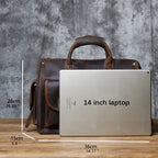 NZPJ Vintage Herren Leder-Aktentasche - Bolso bandolera de piel de vaca Crazy Horse para ordenador portátil, envío y viaje