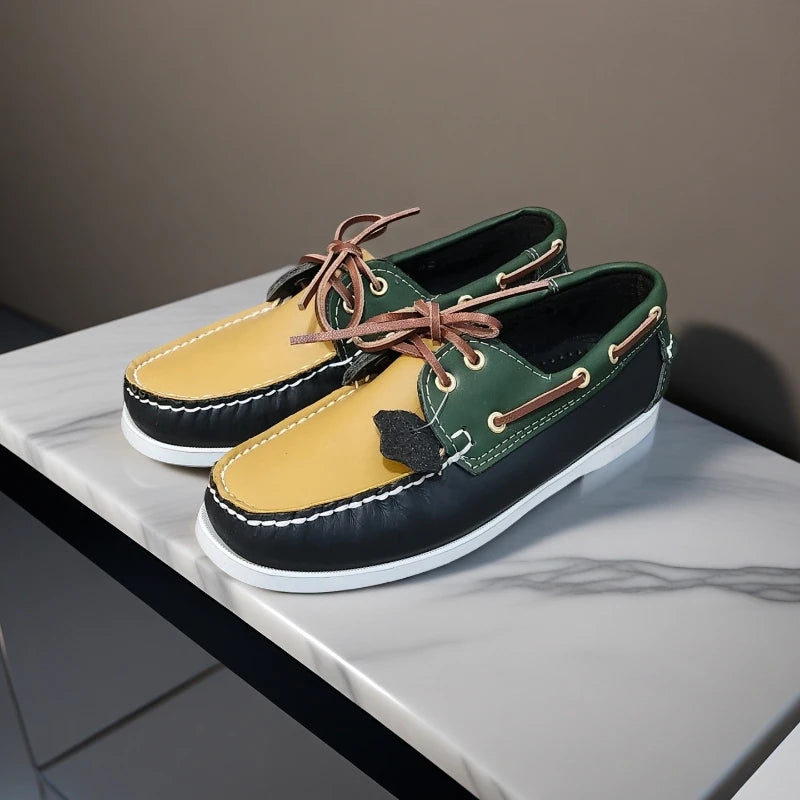 Herren Echtleder Loafer & Mokassins – Handgefertigte Driving Shoes aus Rindsleder, Klassische Bootsschuhe für Freizeit & Alltag