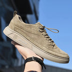 COZOK Zapatillas de deporte de cuero para hombre – Zapatillas informales con plataforma, suelas de PU blancas, sin cordones y con cordones para todas las etiquetas y frecuencias