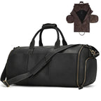 Luufan Crazy Horse Leder Anzug-Reisetasche – Faltbare Business Travel Duffle Bag aus echtem Rindsleder mit Schuhfach & Kleidersack